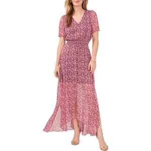 MSRP $99 MSK NWT MSK Floral Smocked Waist Flutter Sleeve Maxi Dress Size L